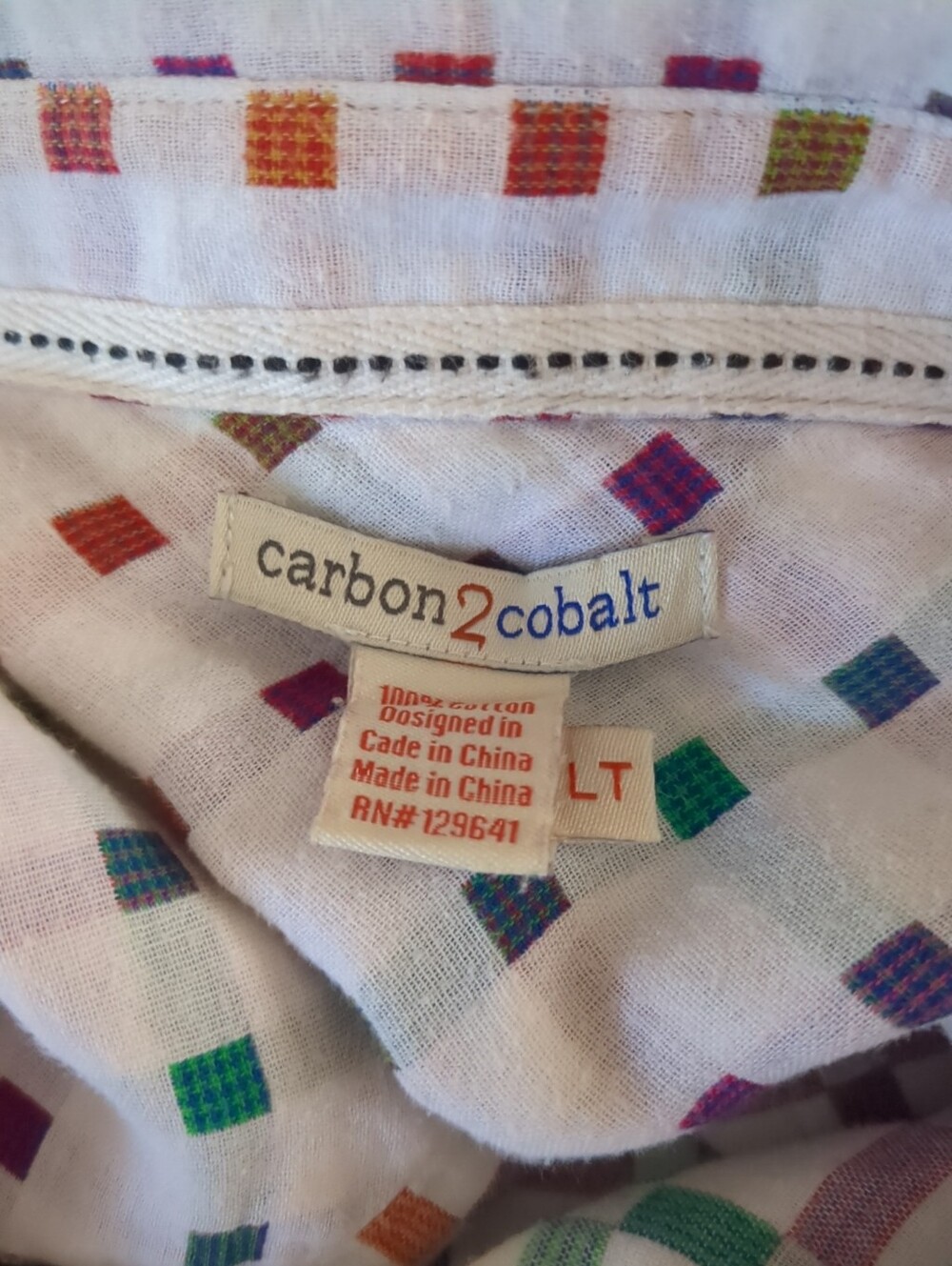 Carbon 2 Cobalt Men Sz LT TALL Long Sleeve Button Down Geometric Print Cotton